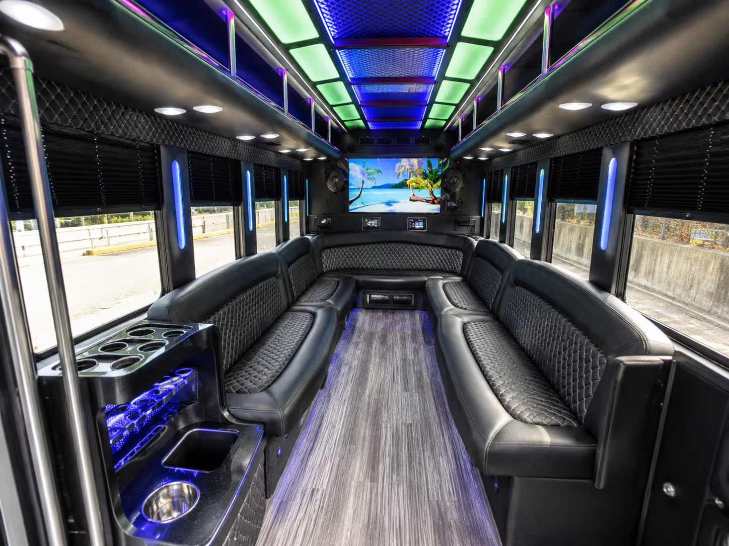 nampa 18 passenger party bus inside